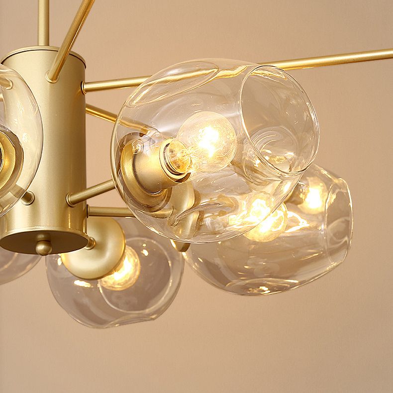 Starburst Chandelier Light Fixture Modern-Style Glass Living Room Ceiling Chandelier in Gold