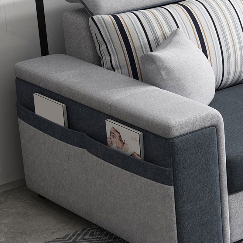 Contemporary Square Arm Sofa in Gray with Storage For Living Room