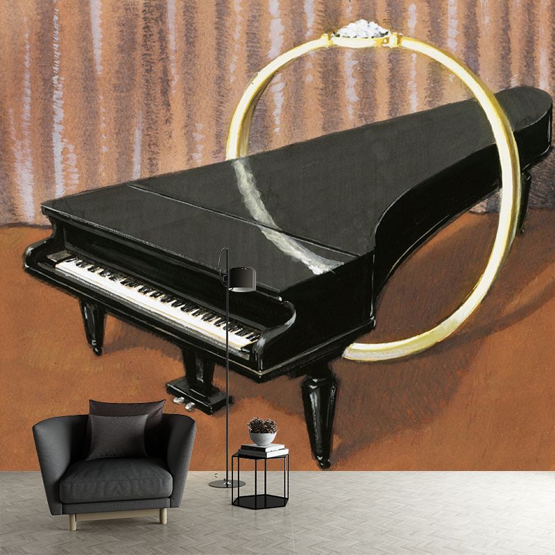 Waterproof Ring Piano Wall Murals Surrealistic Non-Woven Cloth Wall Art, Custom Size Available