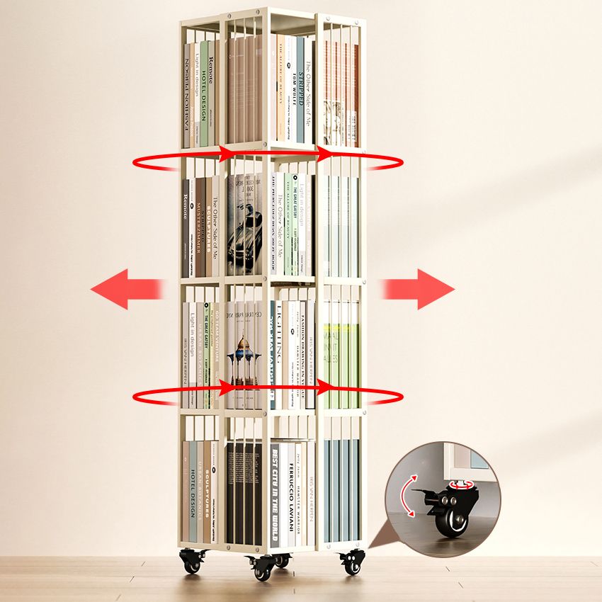 Modern Metal Bookshelf Pure White Standard Open Shelf Vertical Bookcase