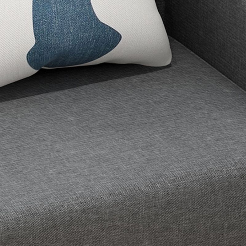 Contemporary Cotton Blend Faux Leather Sofa with Wooden Based