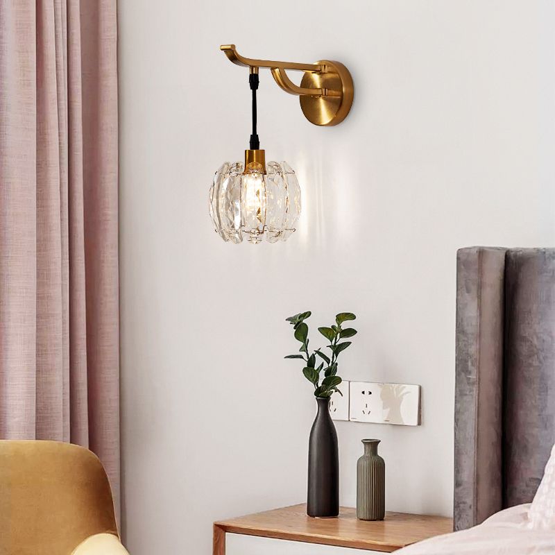 Nordic Style Metal Wall Light Globe Shape Wall Sconce with Crystal for Living Room
