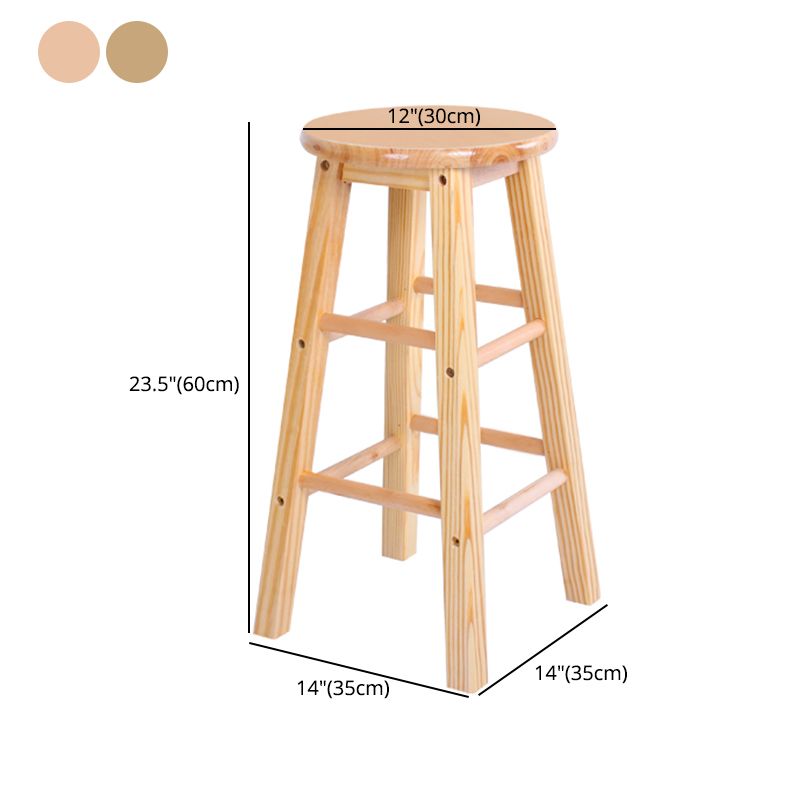 Taburete de bar de madera contemporáneo, taburete de bar interior con asiento y reposapiés de madera, 1 pieza