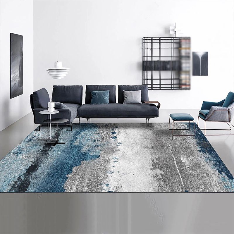 Ash Black Modern Rug Polyester Grafisch Tapijten Niet-slip achterste tapijt voor woonkamer