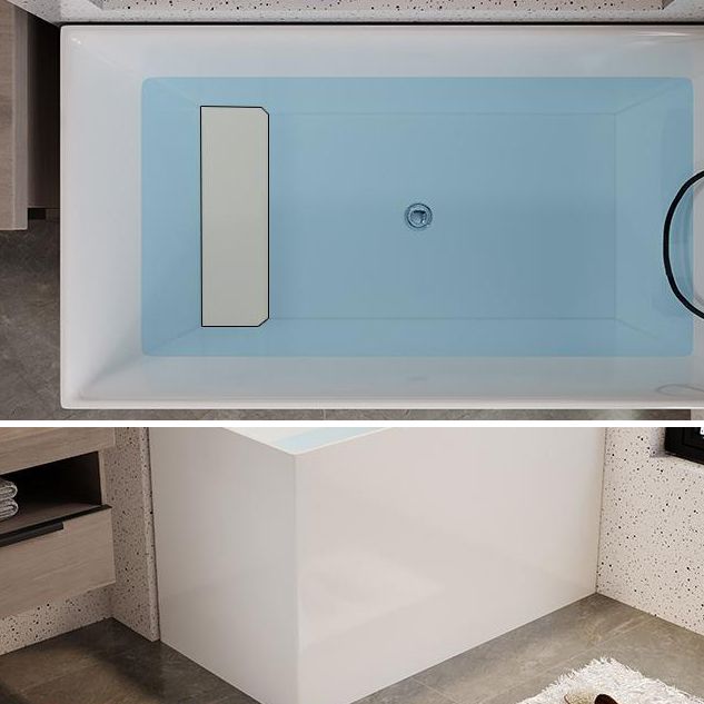 White Acrylic Bathtub Freestanding Soaking Rectangular Modern Bath