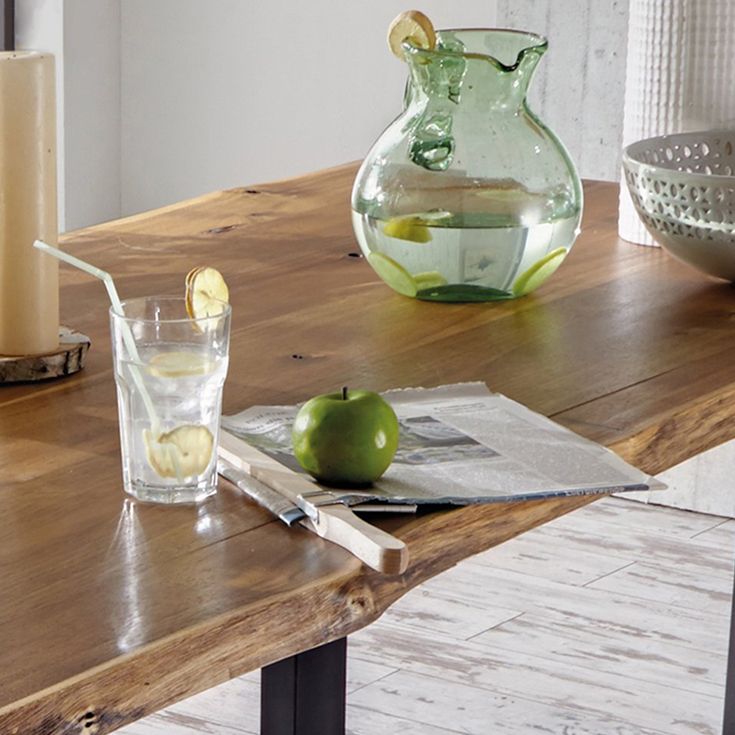 Metal Industrial Rectangle Indoor Table Solid Wood Top Table with Sled Base
