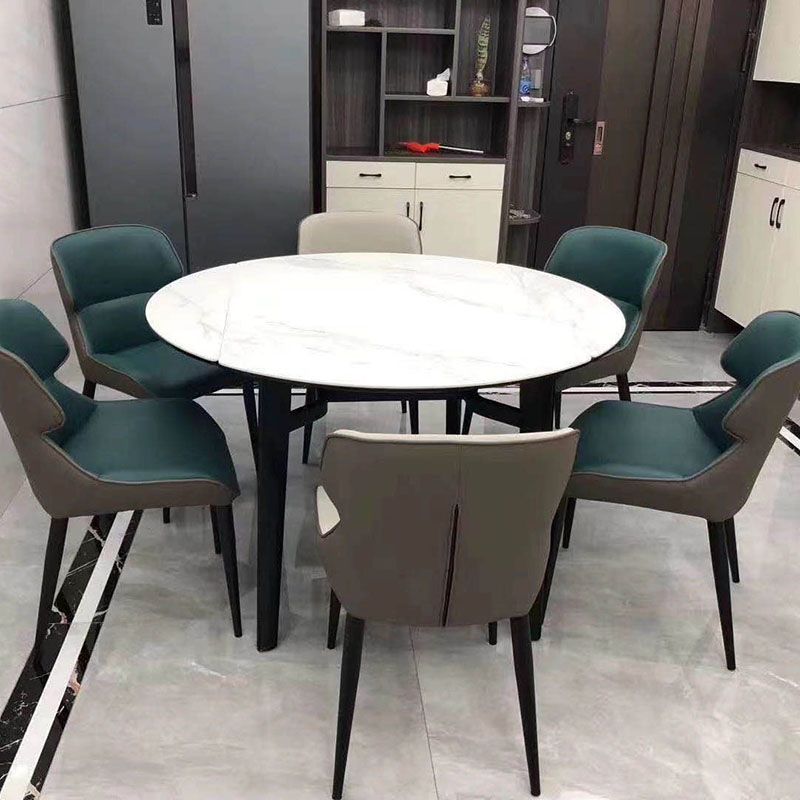 Sillas laterales de comedor de cuero con brazos y respaldo de estilo minimalista (juego de 2)