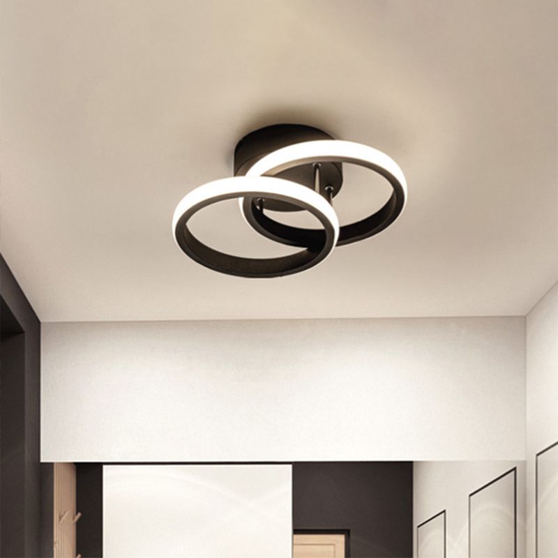 Geometric Semi Mount Lighting Simple Style Metal LED Aisle Semi Flush Light Fixture