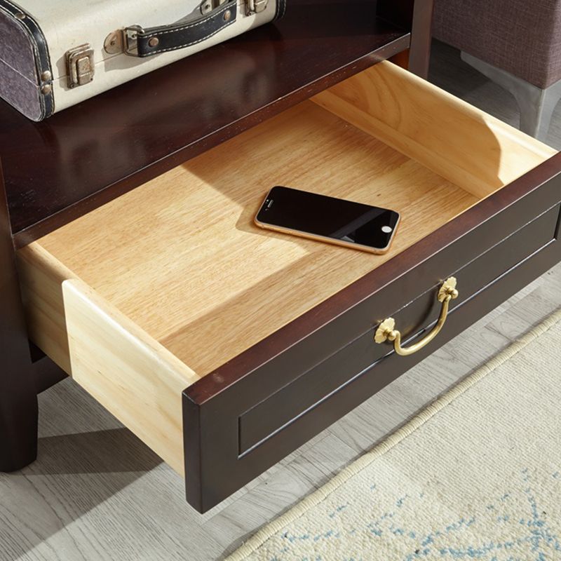 Square Accent Side Table Solid Wood Four-Leg Sofa Side Accent Table
