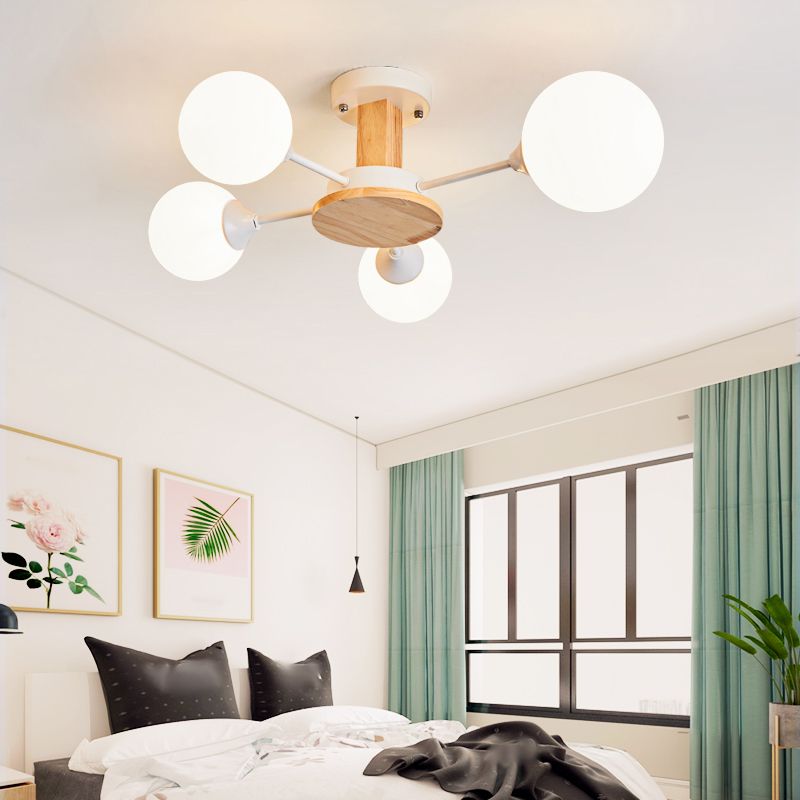 Globe contemporain Flush Lightture Wood Flush Mount Plafond Pilation