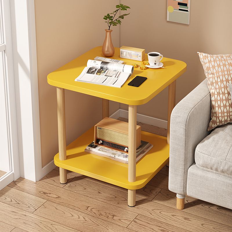 Nordic Square/Round Wood End Table 20.87" H 2-Tier Side Table