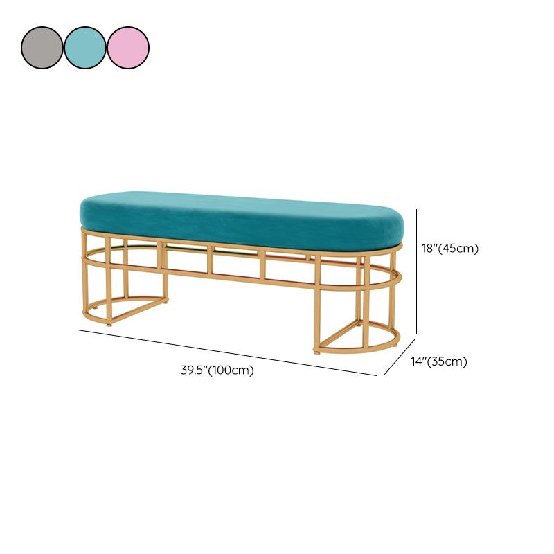 Contemporary Style Entryway Bench Cushioned Oval Metal Seating Bench