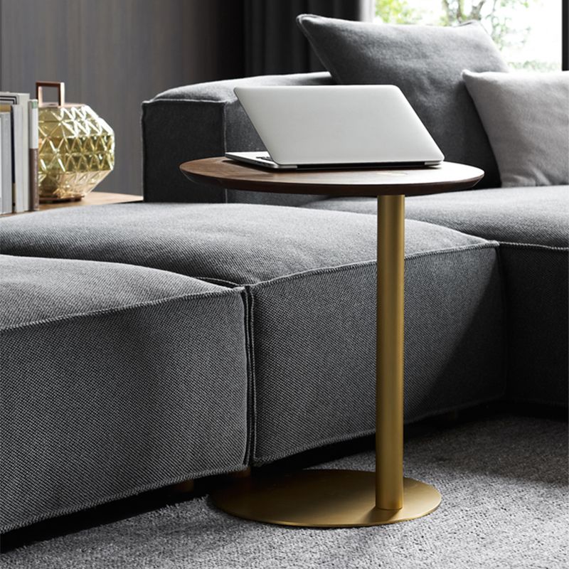 19" Wide Contemporary Corner Table Round Pedestal Side Table