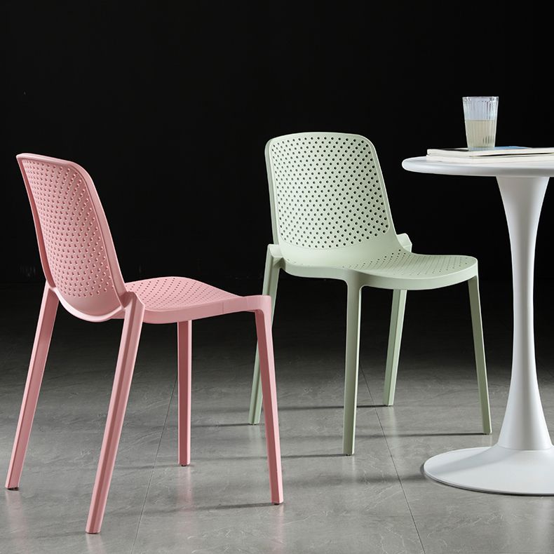Home Contemporary Side Chair Solid Back Plastic Stackable Dining Room Chair