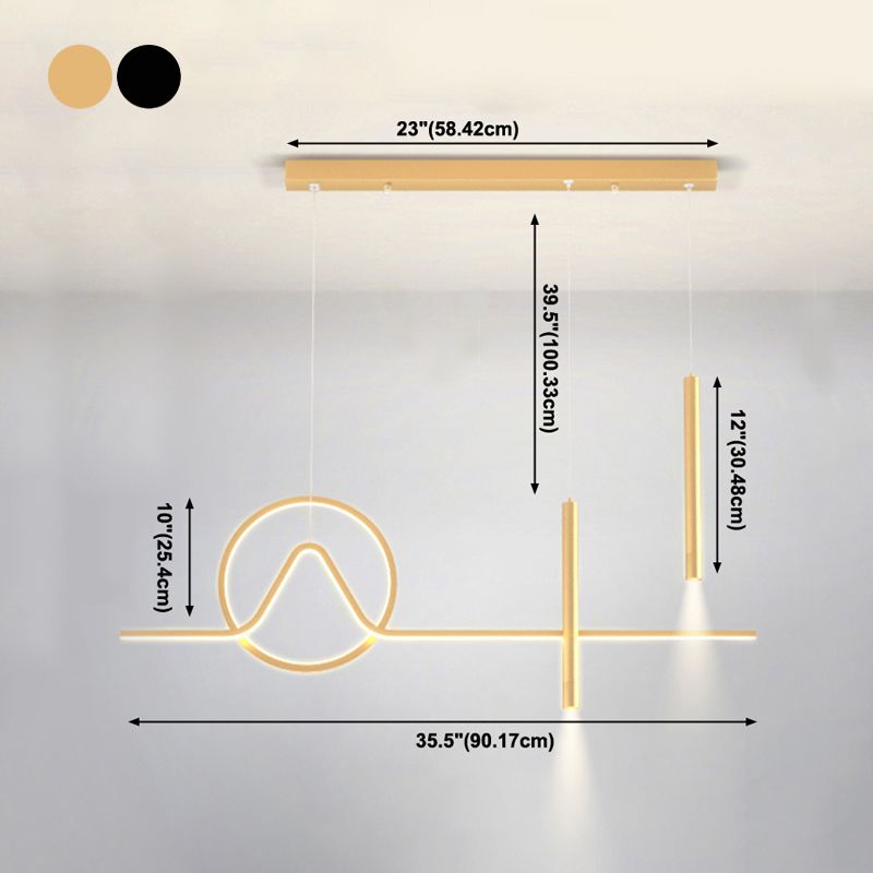 4 Licht geometrische Insellichter zeitgenössische Metal -Inselbeleuchtungsideen