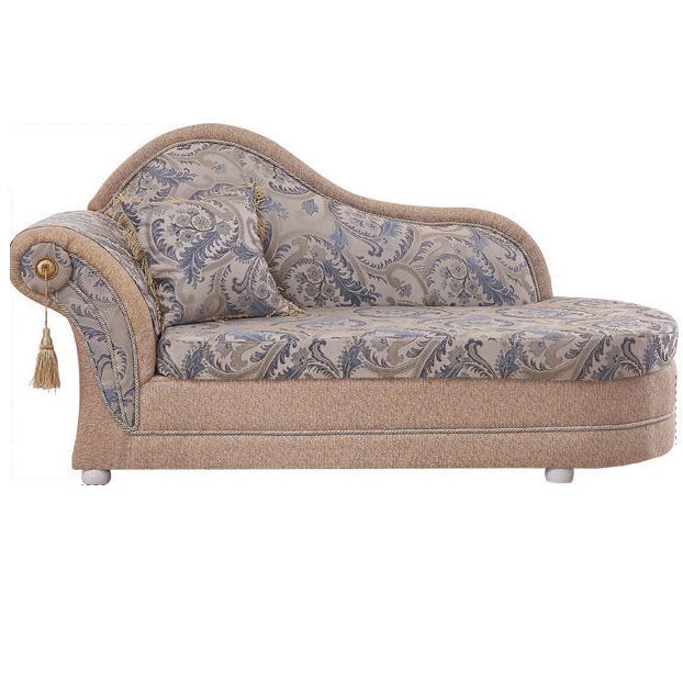 Bohemian Damask Flared Arms Chaise Lounge with Cushioned for Bedroom and Living Room