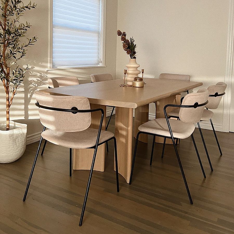 Modern Rectangle Solid Wood Dining Table Tripod Base Dining Table