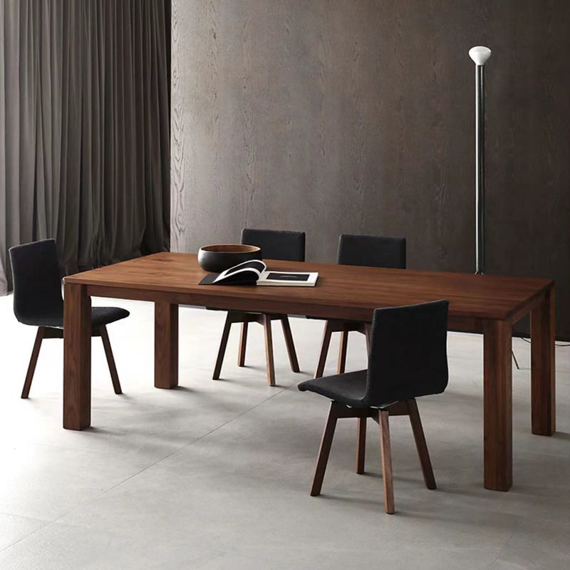 Modern Rectangle Dining Site Table Pine Solid Wood 4 Legs Dining Table in Brown