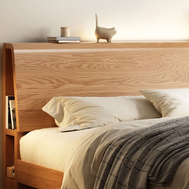 Scandinavian Solid Wood Standard Bed with Headboard Low Profile Bed