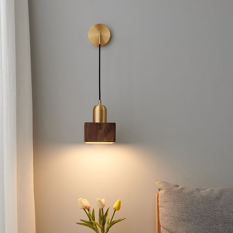 Wohnzimmer Wandleuchte moderne einfache Walnuss 1 Kopfwand montierte Leuchte