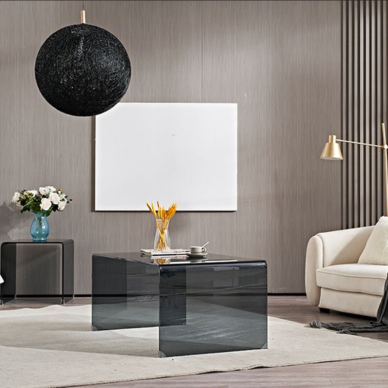 Modern Clear Glass Coffee Table 19.69"h Minimalist Cocktail Table