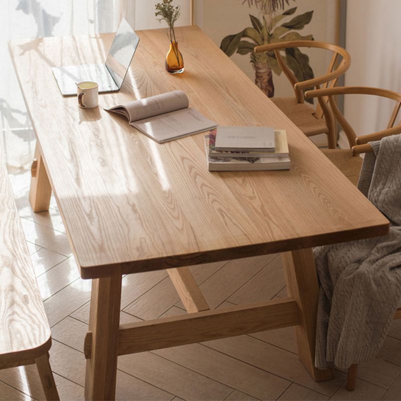 Natural Solid Wood Dining Table Modern Dining Table with Trestle Base
