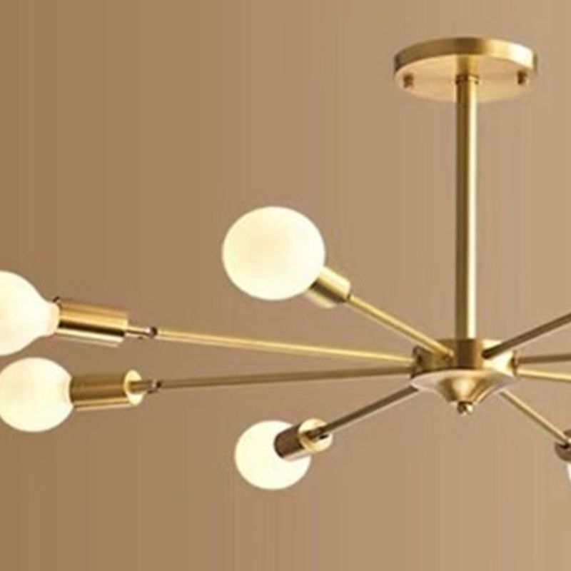 Postmodern Style Chandelier Light Metal Pendant Light in Gold for Living Room