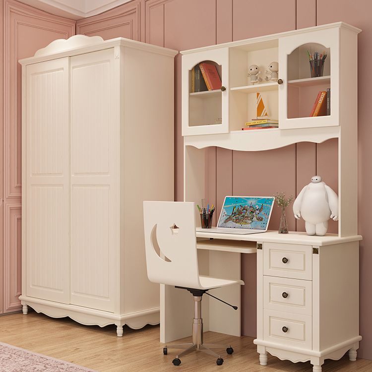 Wooden Wardrobe Cabinet White Wardrobe Closet with Garment Rod