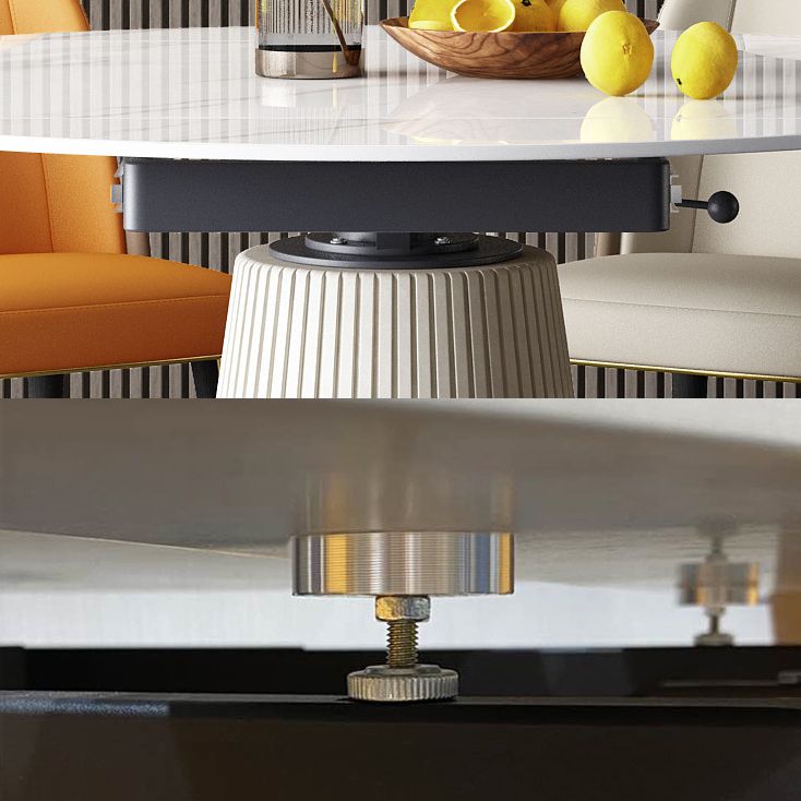 Modern Dining Room Set Standard Height with Sintered Stone Top and White Leg Formal Table Set