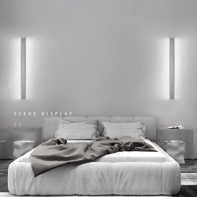 Modern Simple Simple Stile Linear Wall Sconce Metal 1 Sconces Light in White Finish