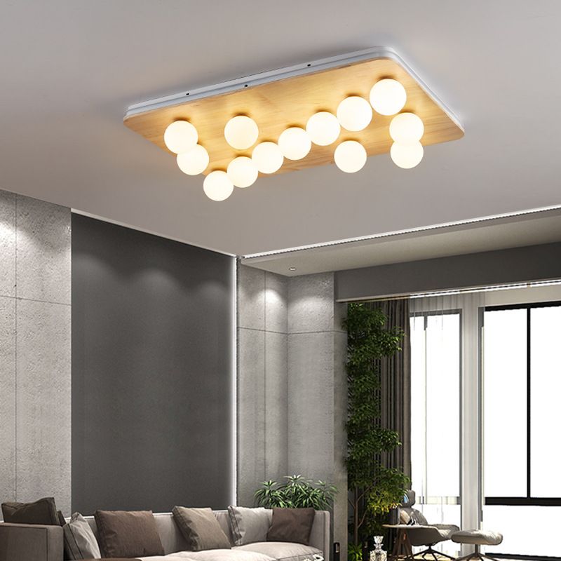Contemporary Geometric Flush Light Fixture Wood Flush Mount Ceiling Fixture in Brown