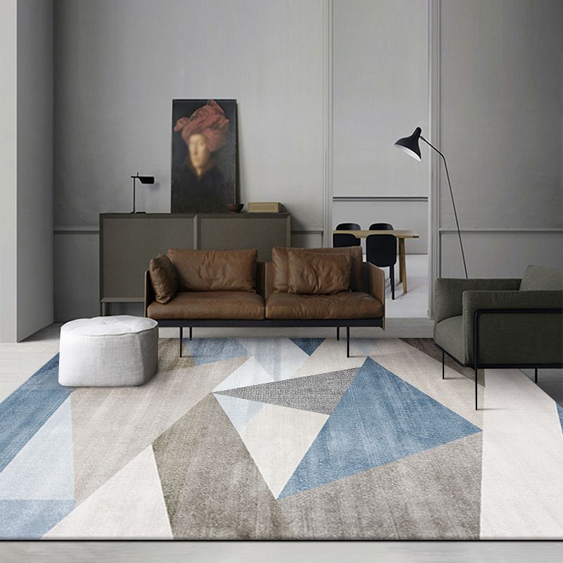 Classic Geometric Indoor Rug Modern Indoor Rug Stain Resistant Polyester Carpet for Living Room