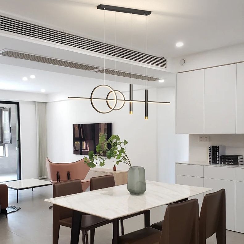 Modern Concise LED Pendant Light Metal 5-Light Island Light for Dining Room