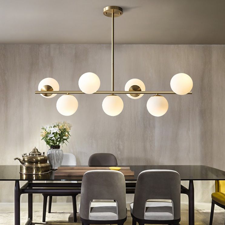 Luce isola a 7 luci d'oro nella moderna luce a sospensione di rame Sputnik in stile creativo con tonalità di vetro