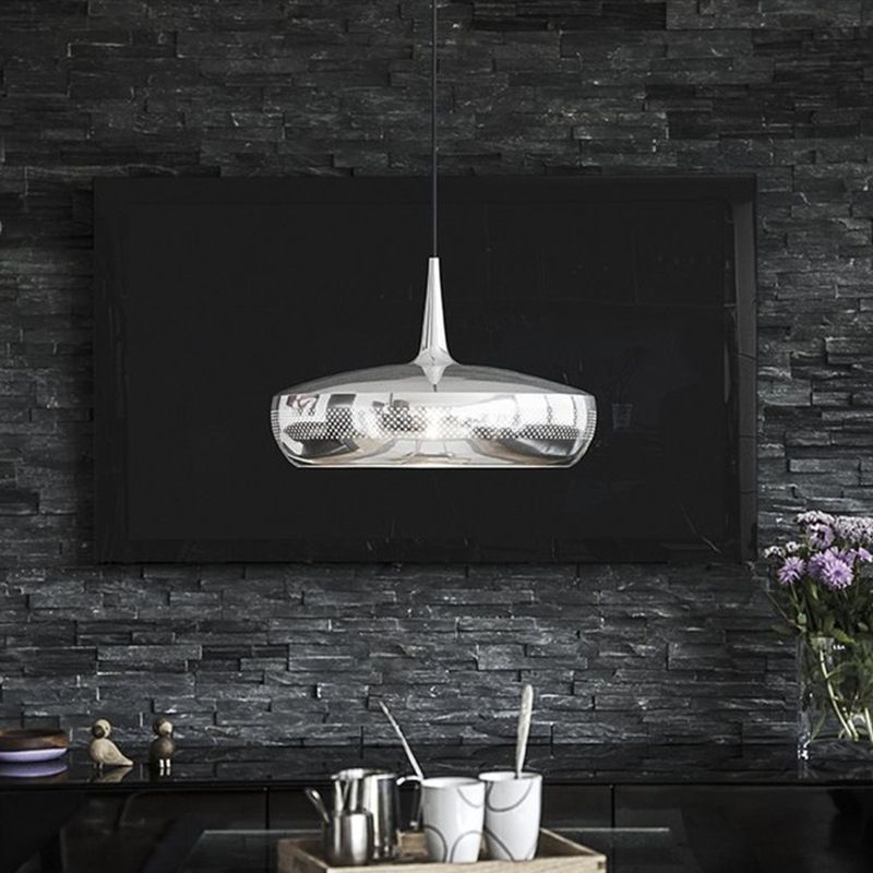 Round Shaped LED Pendant Light Postmodern Style Metallic Dining Room Suspension Light Fixture