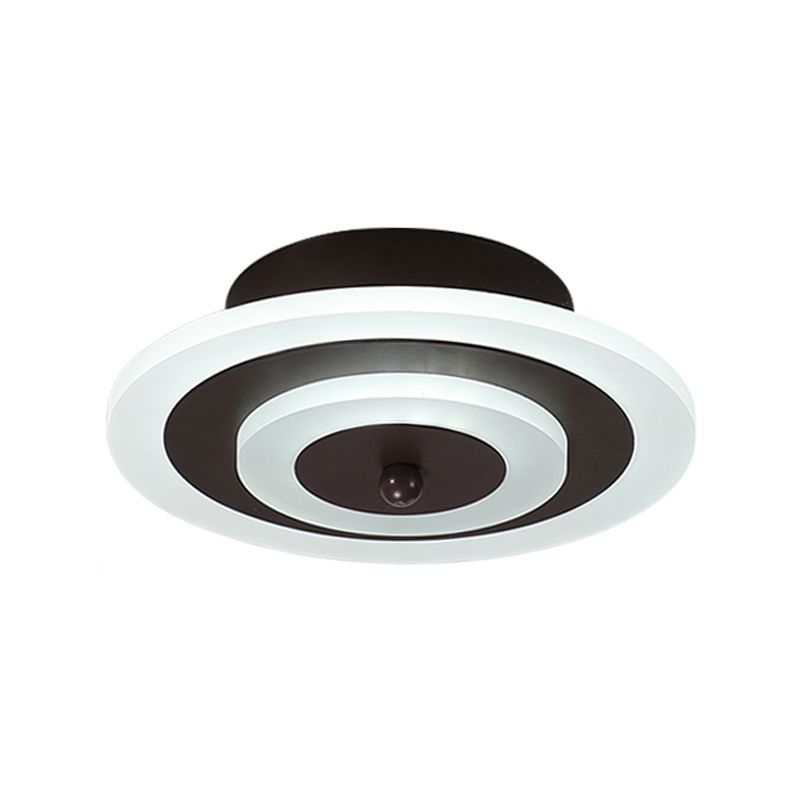 Round/Square Small Ceiling Lamp Simple Style Acrylic White/Coffee LED Flushmount in Warm/White Light for Corridor