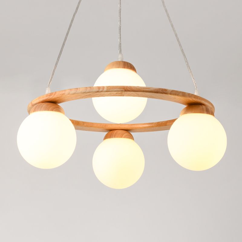 Moderne verstellbare hölzerne Kronleuchterdecke Hängeleuchte mit Glasschatten