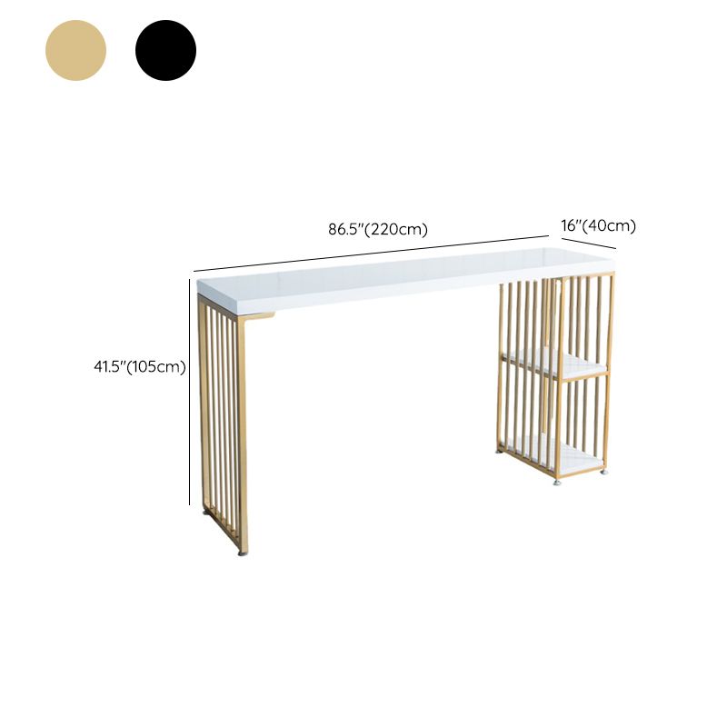Wood Top Bar Height Table Modern Style Bistro Pub Table with 2 Shelves