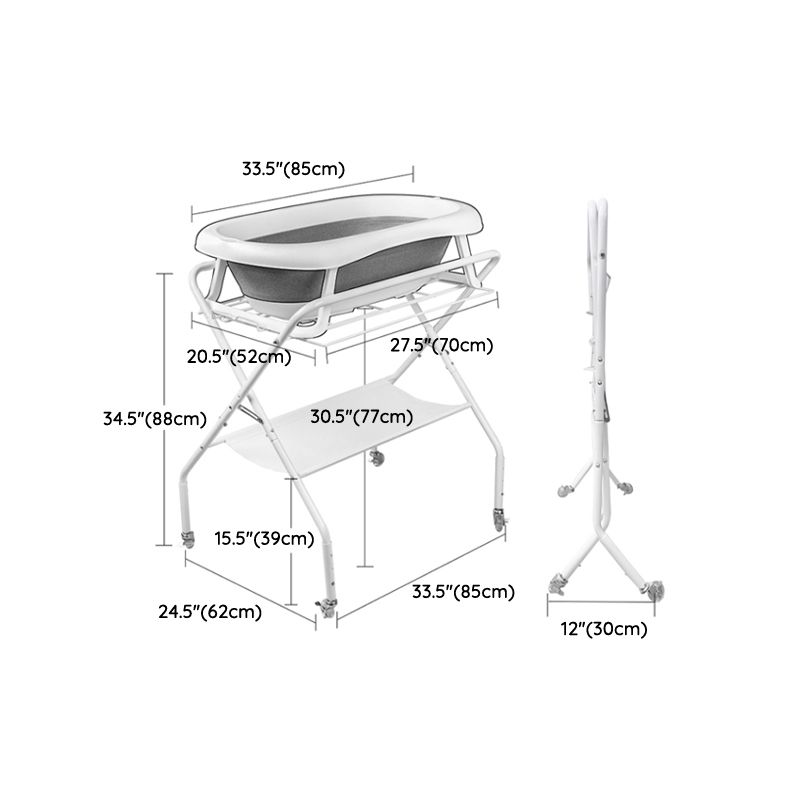 Portable Changing Table in White, Modern Baby Changing Table with Changing Pad
