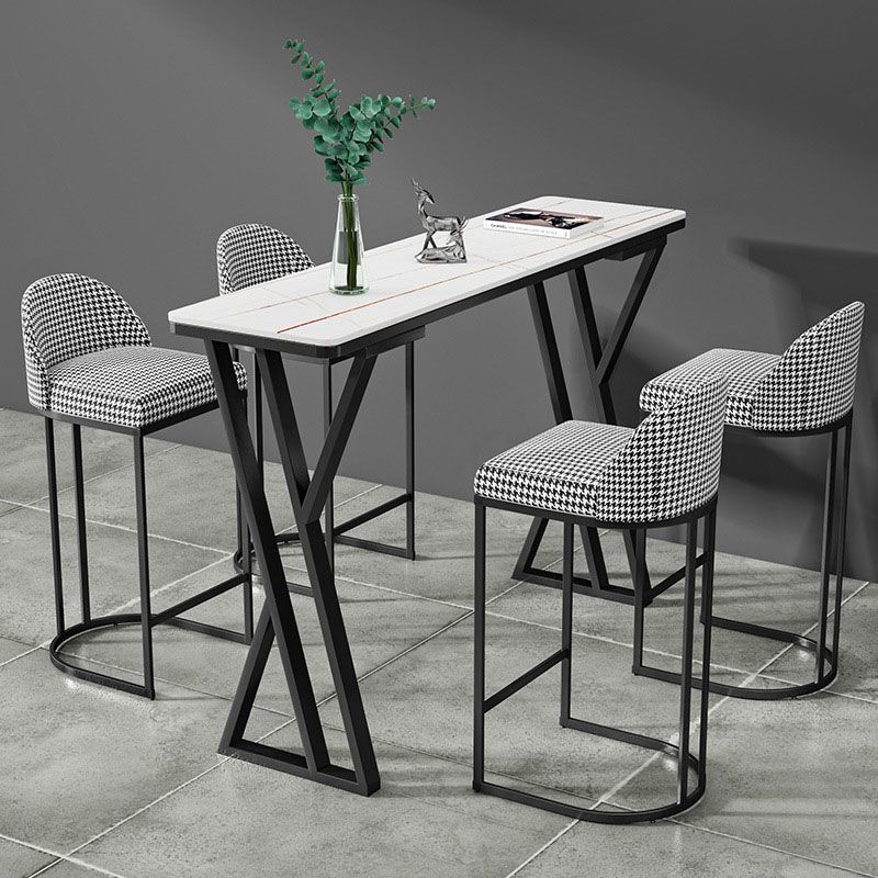 Pub Dining Set 1/5 Pcs Modern Bar Table in Black Base with Upholstered Stools