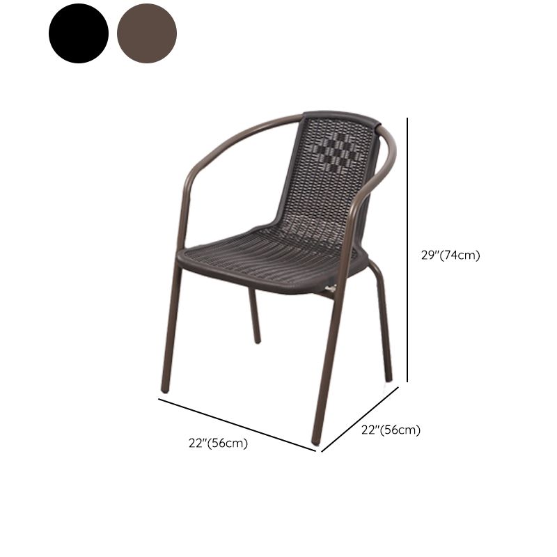 Tropical Dining Armchair in Black/Brown Rattan Outdoor Chair Stacking Armchair