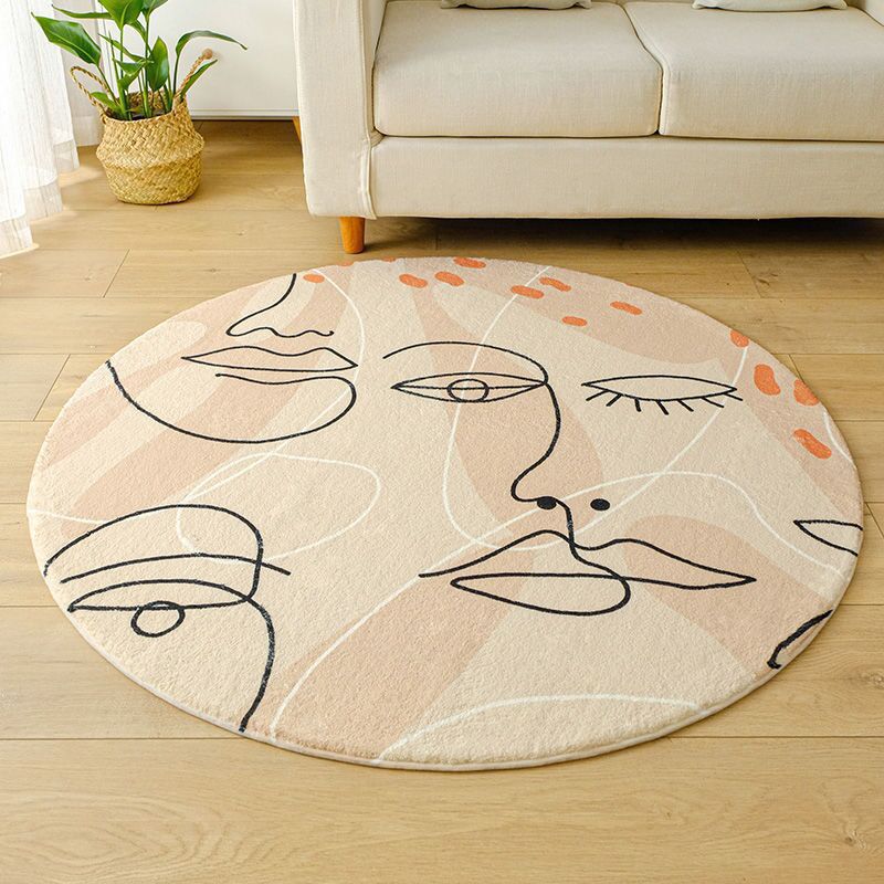 Light Orange Abstract Face Carpet Polyester Simple Carpet Stain Resistant Carpet for Drawing Room