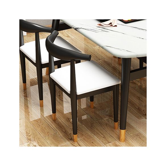 Standard Wood Top Dining Room Set with 4 Black Wood Legs Base for Dining Furniture