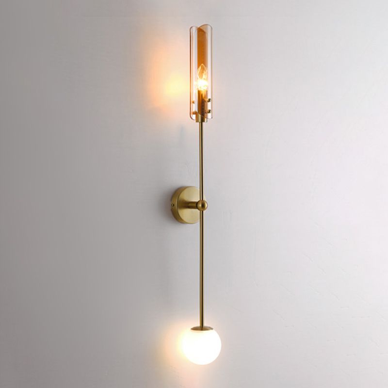 Industrial Glass Globe Wall Light Polish Finish Lighting for Dining Room