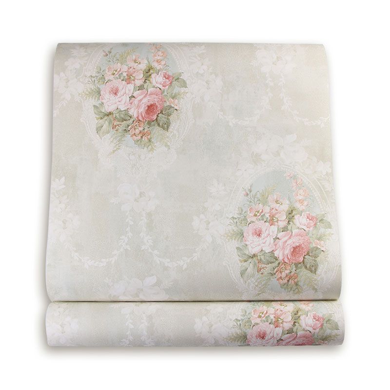 Cluster Blossoms Wallpaper Roll for Girls Bedroom Decoration in Green and Pink, 33' by 20.5"