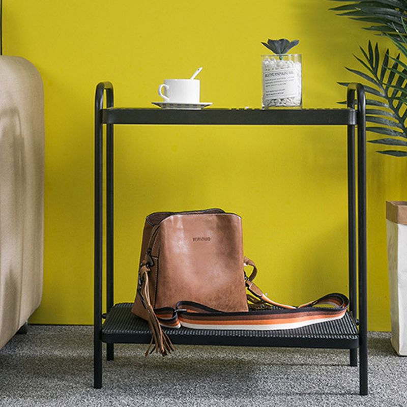 4 Legs Rectangular Side Table 19.68 inch Wide End Table with 2 Shelves