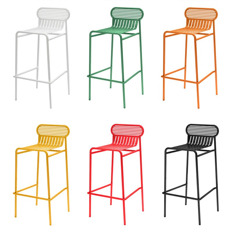 Modern Outdoor Counter Stool Rectangle Iron Footrest Counter Bar Stool