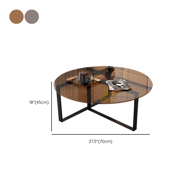 17" Wide Contemporary Coffee Table Round Glass Top Cocktail Table