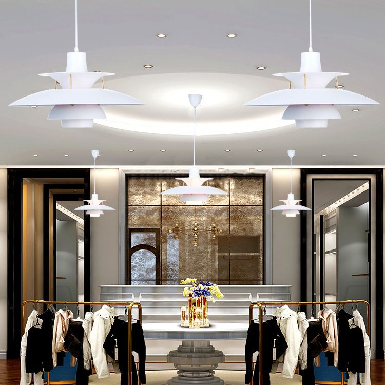 1 niveaux concentriques en couches légères lampe à pension nordique lampe suspendue en métal pour salle à manger