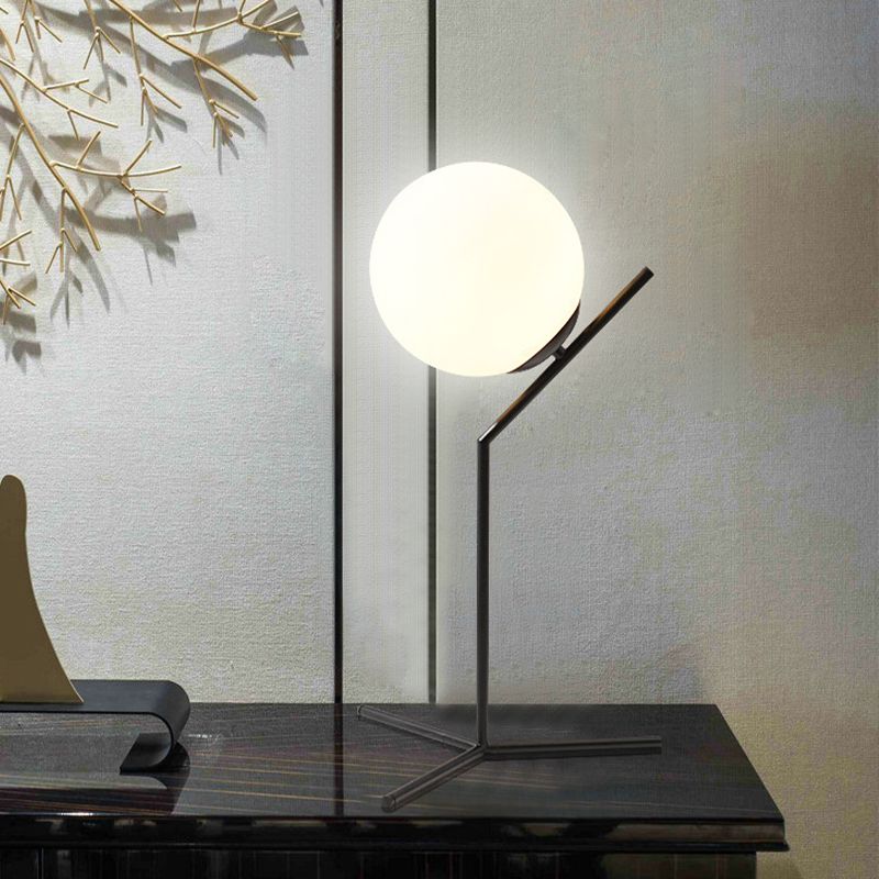 Lampada da comodino globale contemporaneo vetro latte 1 lettura della testa di lettura luce in nero/oro